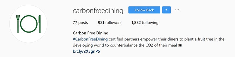 Carbon Free Dining Instagram